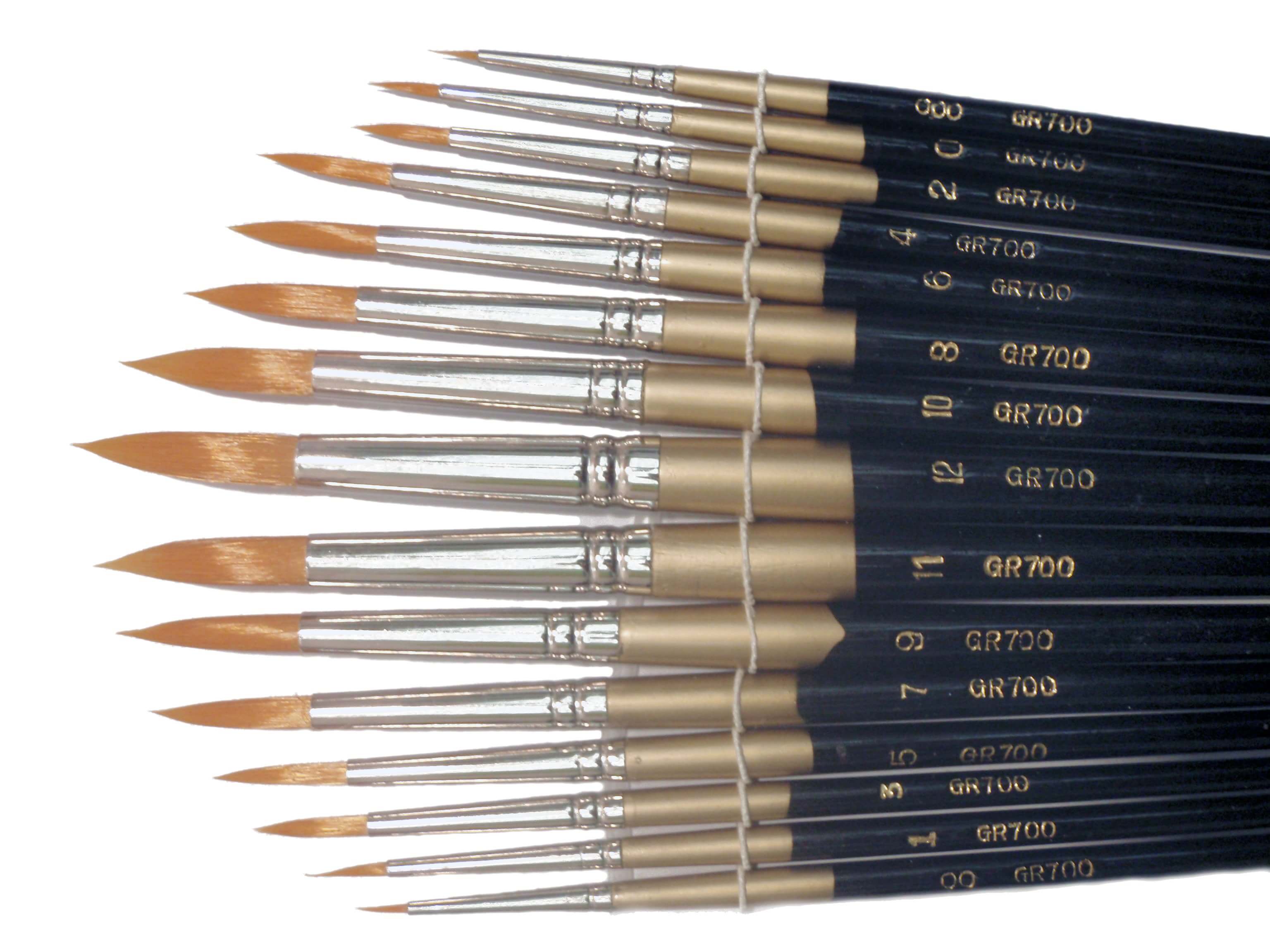 Golden Hair Brush Set of 15 Assorted Brushes