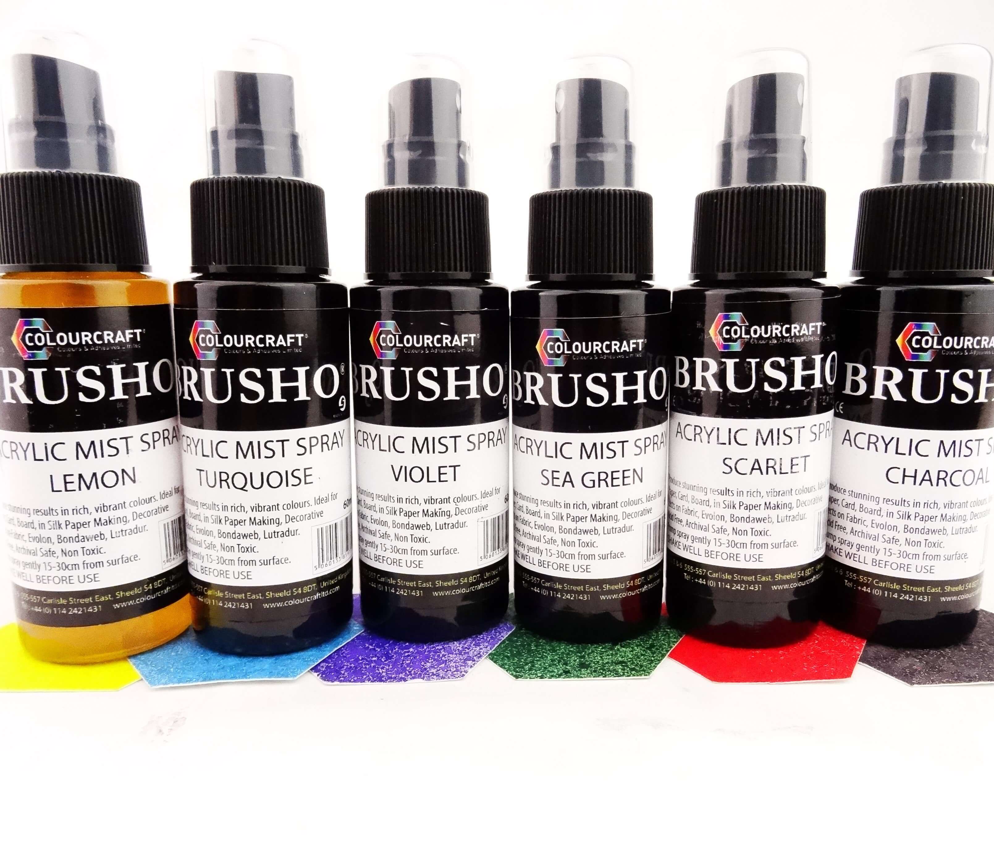 Brusho Acrylic Mist Sprays 60ml x 6 Asstd 